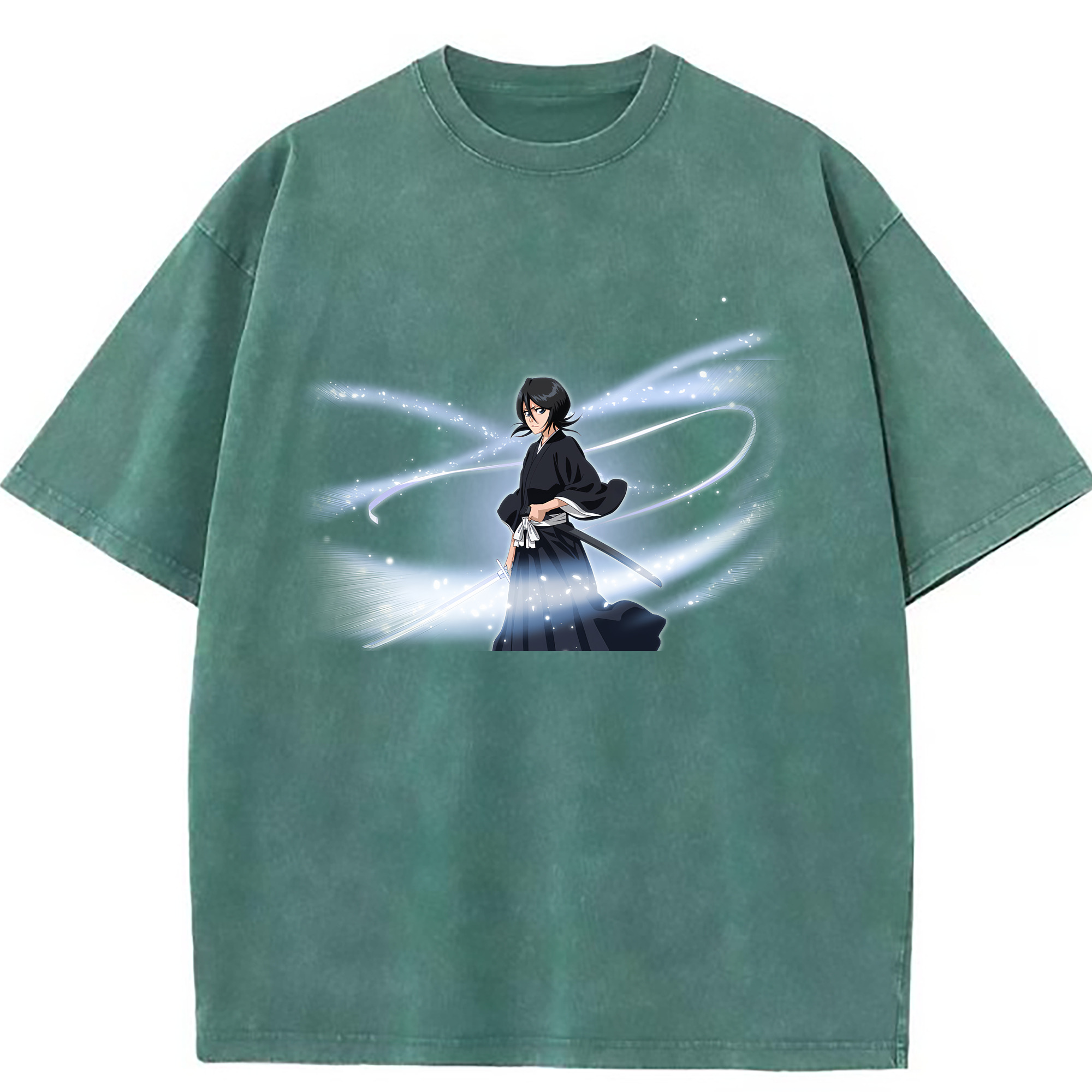 （画像用） ブリーチ 朽木ルキア BLEACH Kuchiki Rukia 綿100% ヴィンテージ風 半袖Tシャツ（フロントプリント）